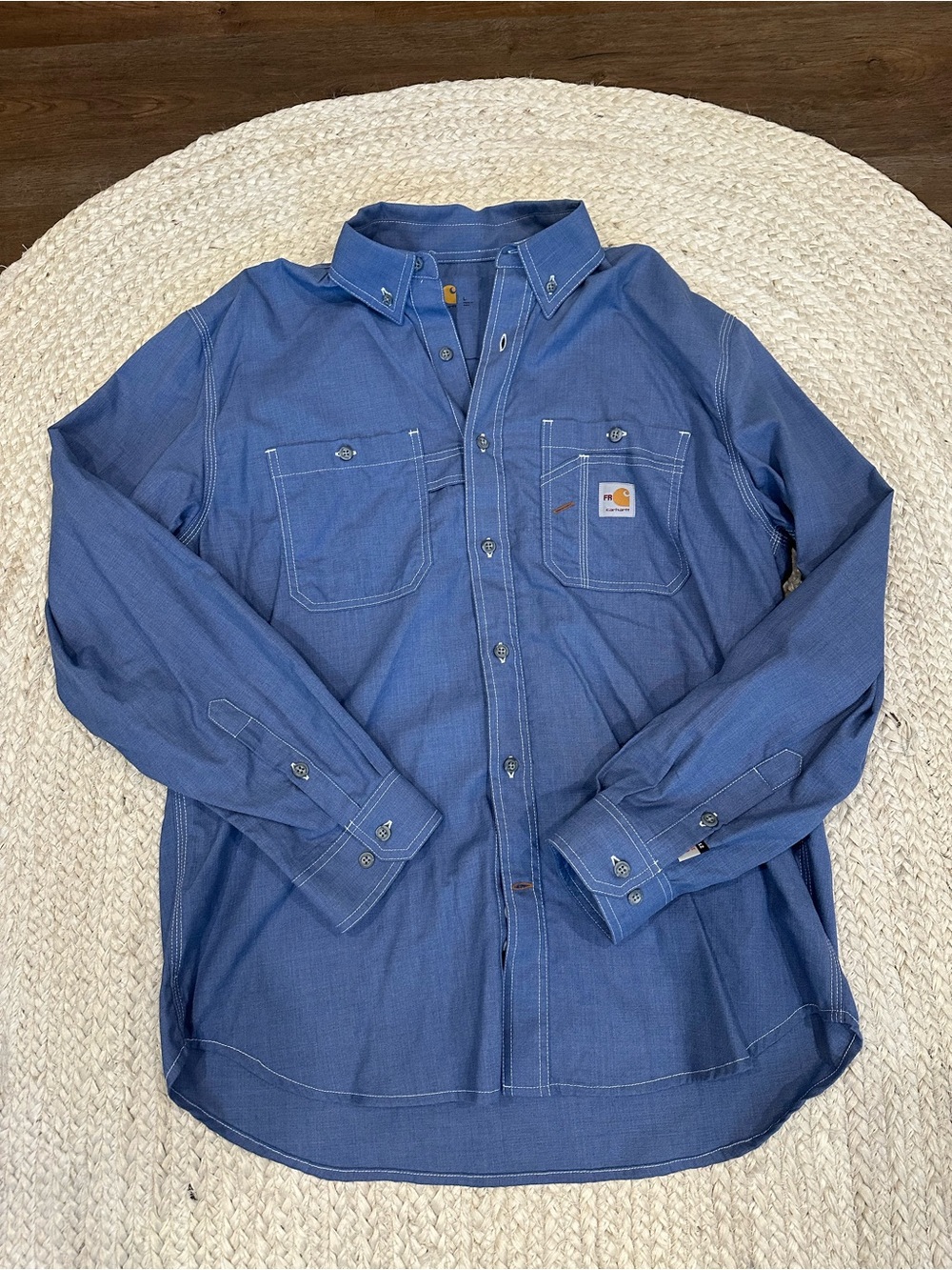 Carhartt Denim-Blue Button Shirt with Logo